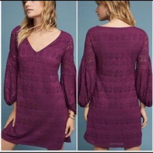 Anthropologie Maeve Laila Lace Dress Sz M Balloon sleeves